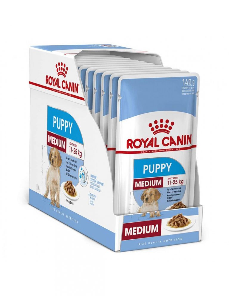 Royal Canin® Medium Puppy Chunks in Gravy Pouch Dog Food -12 x 140g ...