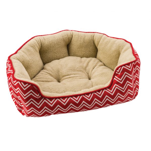 SCALLOP STEP IN BED CHEVRON RED