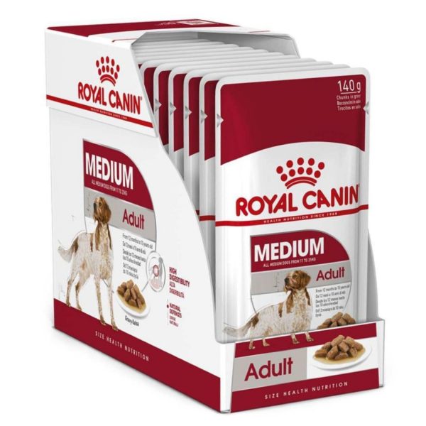 Royal Canin® Medium Adult Chunks in Gravy Pouch Dog Food -12 x 140g