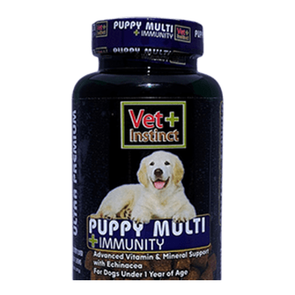 Primopup Puppy Multivitamin chewable tablets. Substitute Vet + Instinct Puppy Multi soft chews.