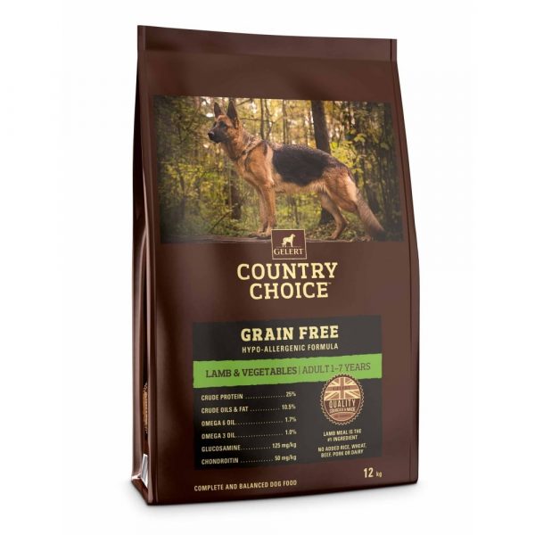 GELERT COUNTRY CHOICE GRAIN FREE DOG FOOD WITH LAMB & VEGETABLES