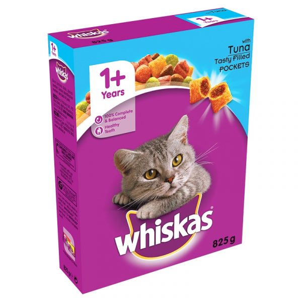 WHISKAS® 1+ Cat Complete Dry Food with Tuna tasty pocket 825g