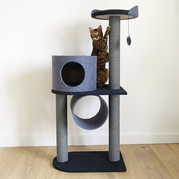 Rosewood Charcoal Felt Cat Double Tower