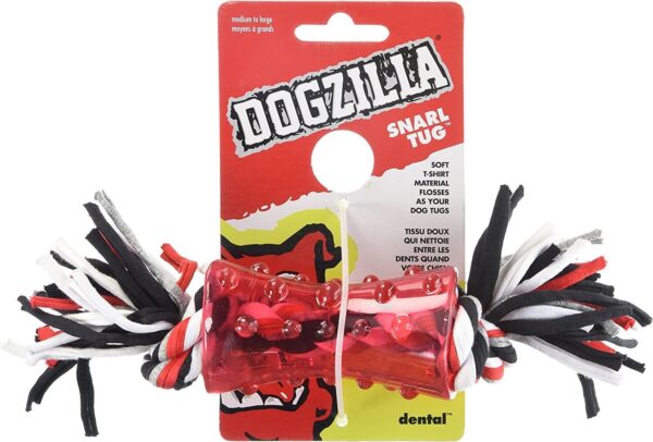 Petmate Dogzilla Snarl Flosses Dental T Shirt Tug Rubber Dog Toy Medium Pet NEW