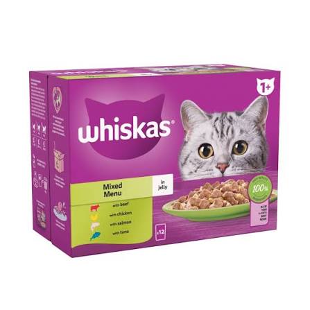 WHISKAS 1+ Cat Pouches in Jelly 12 x 85g