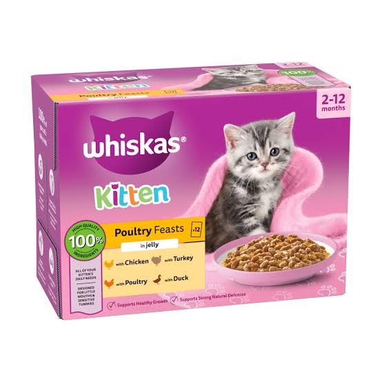 Whiskas Pouch 2-12mths Kitten Poultry Feasts in Jelly